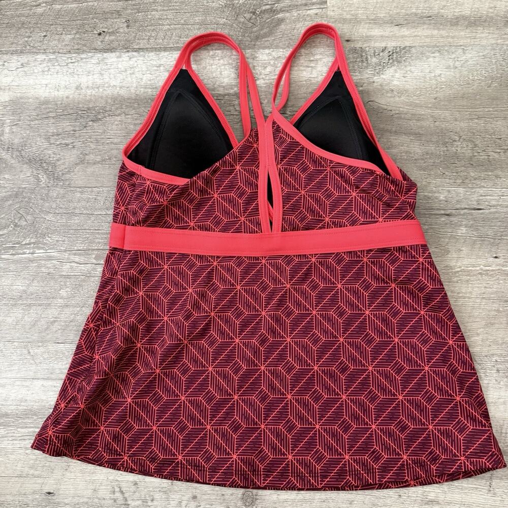 LL Bean Tankini Top / Bottom Womens 8 10 Pink Abstract UPF 50 Swimwear Beach - Picture 6 of 7